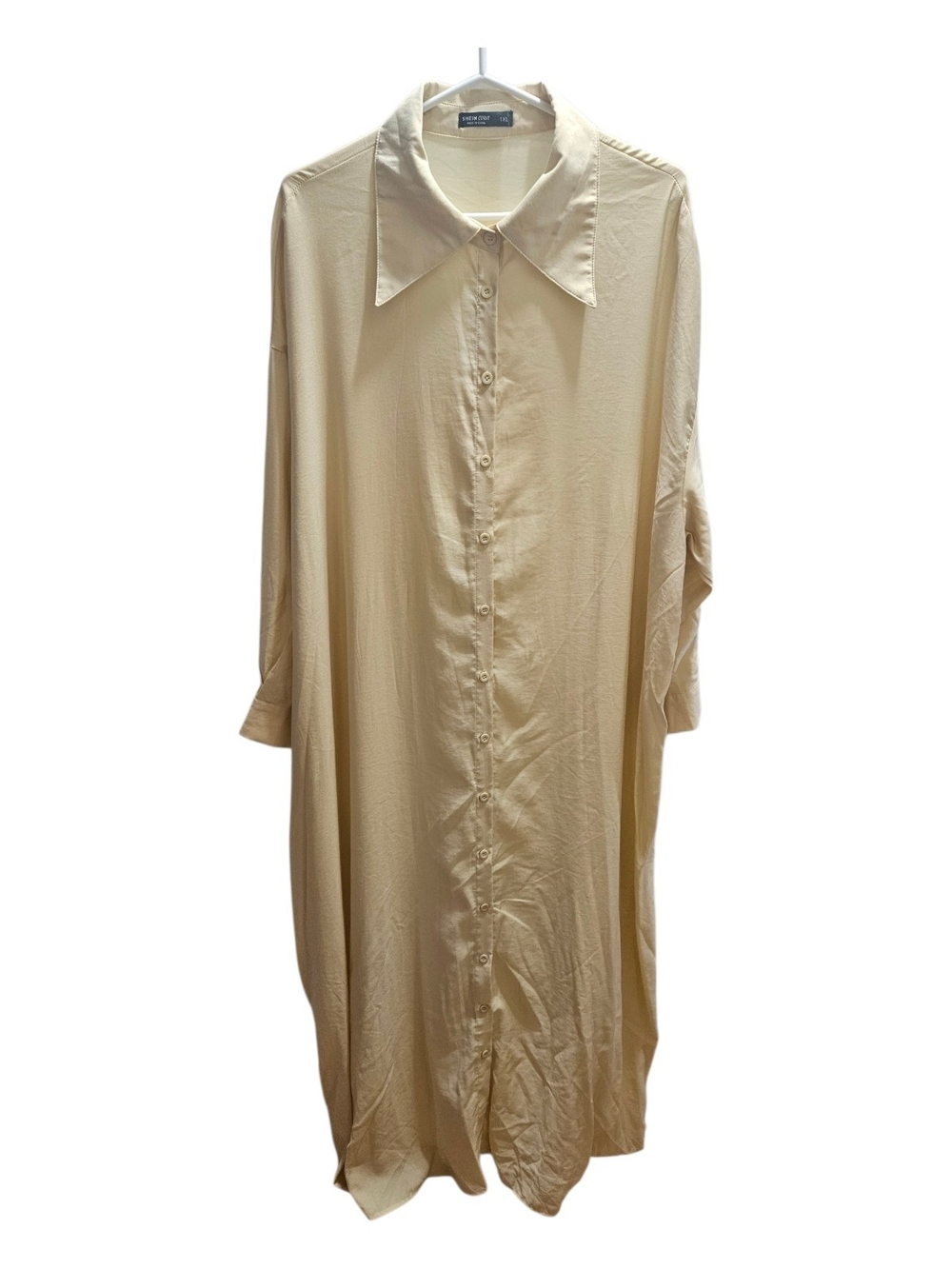 SHEIN Butter Yellow Oversized Button Down Maxi Shirt Dress Size 1X